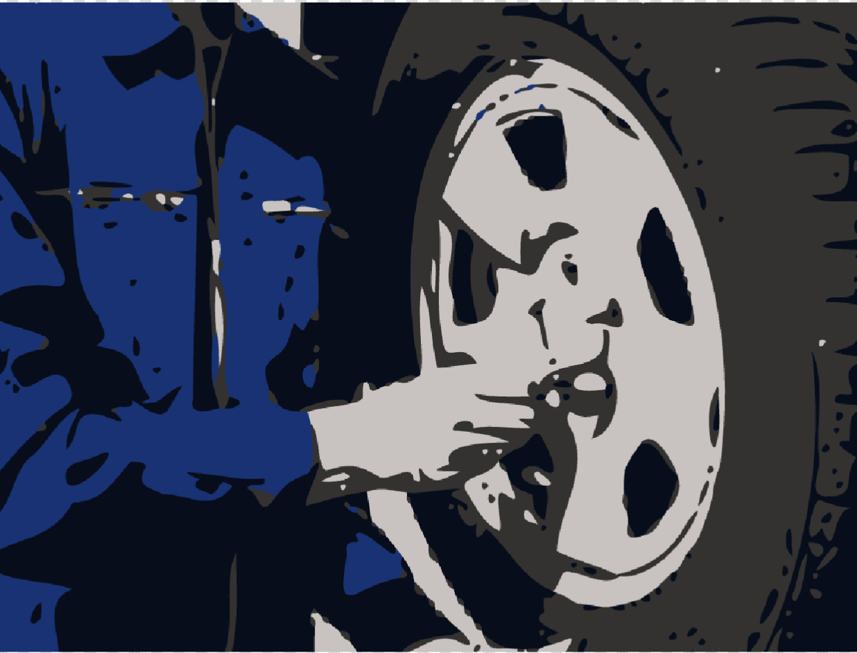 vector image of a person opening a lug nut to change flat tire