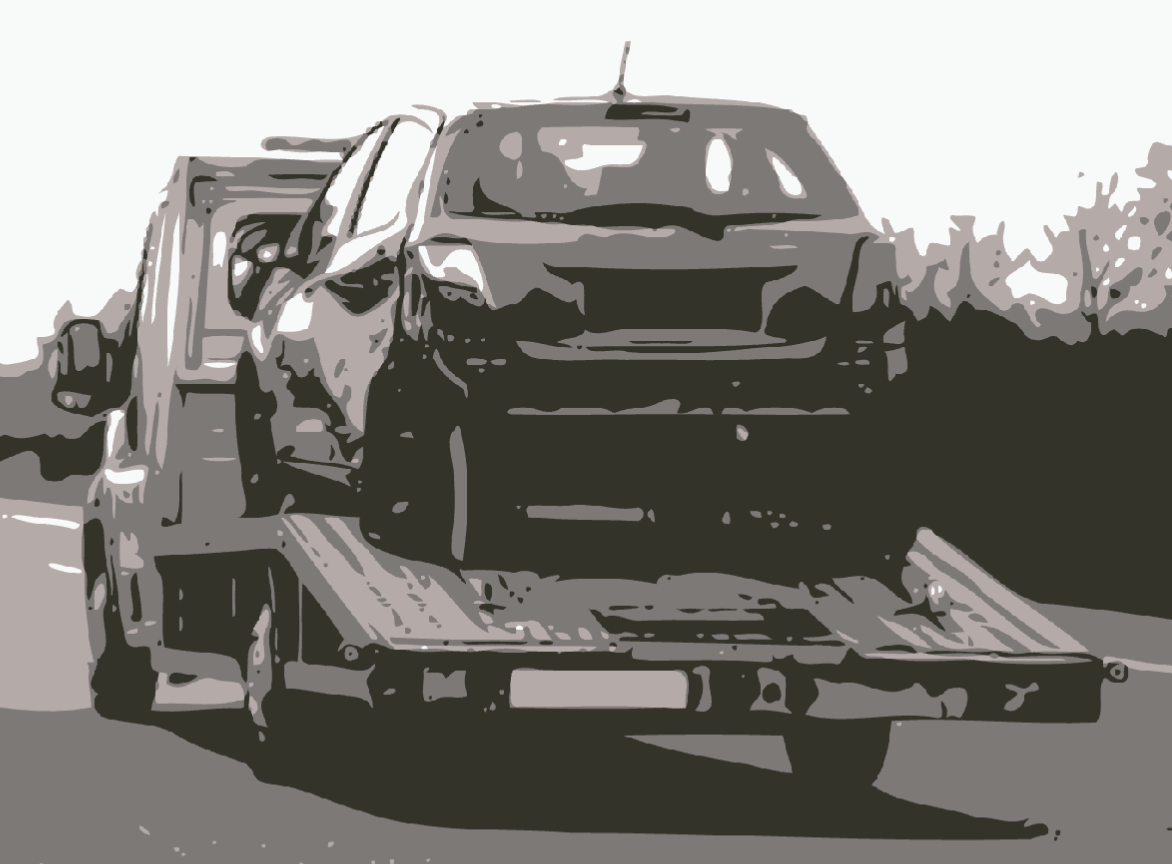 vector image of tow truck towing a car for emergency towing service